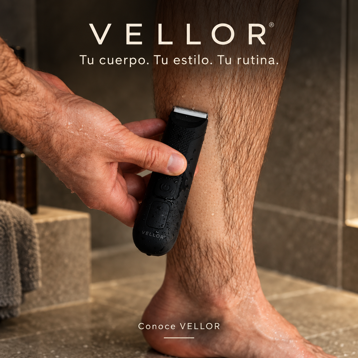 VELLOR One — Rasúrate abajo en la ducha en 3 minutos. Cuida cada detalle, incluso ahí abajo.